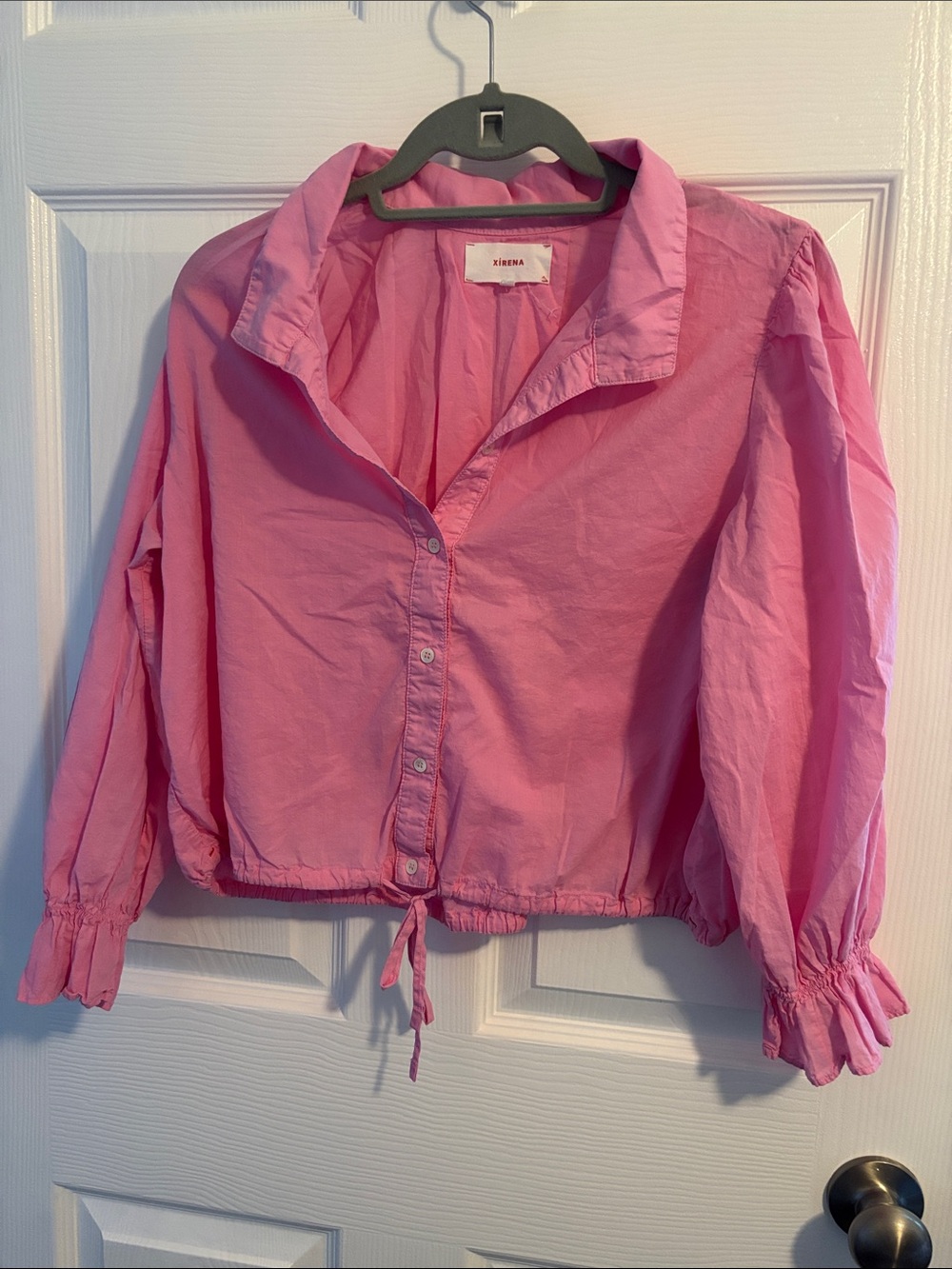 XiRENA Light Pink Button-Front Shirt with Drawstring Hem - Picture 4 of 6